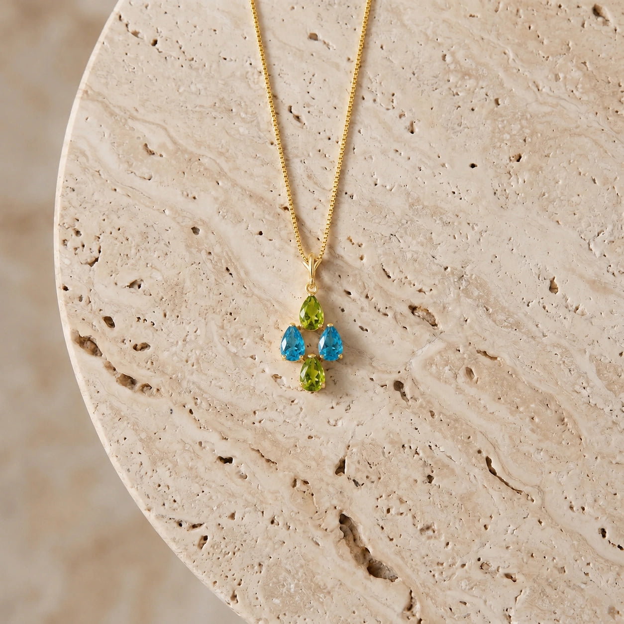Yellow Gold Grace Necklace Blue Topaz 10K — Marta