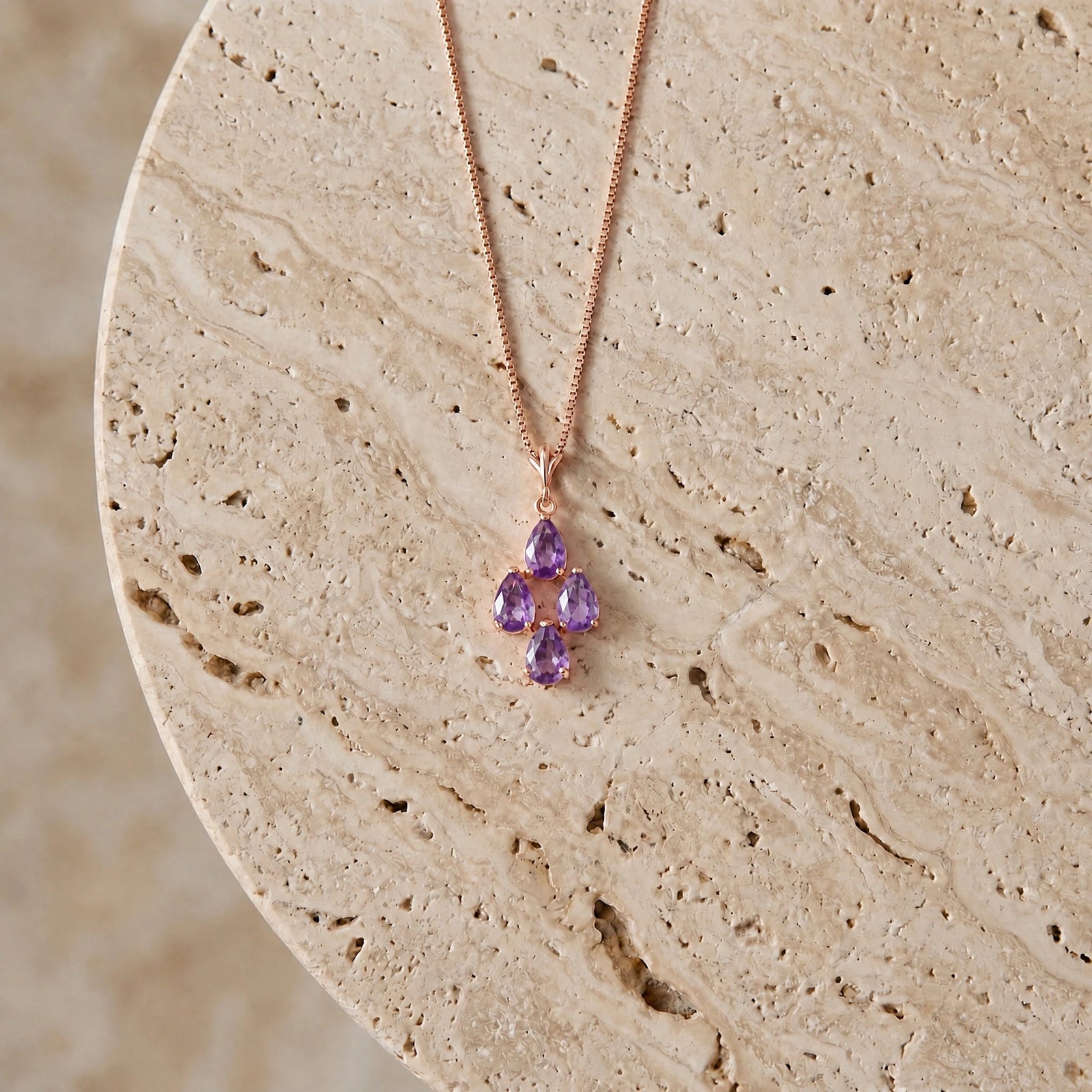 Rose Gold Grace Necklace Garnet 10K — Marta