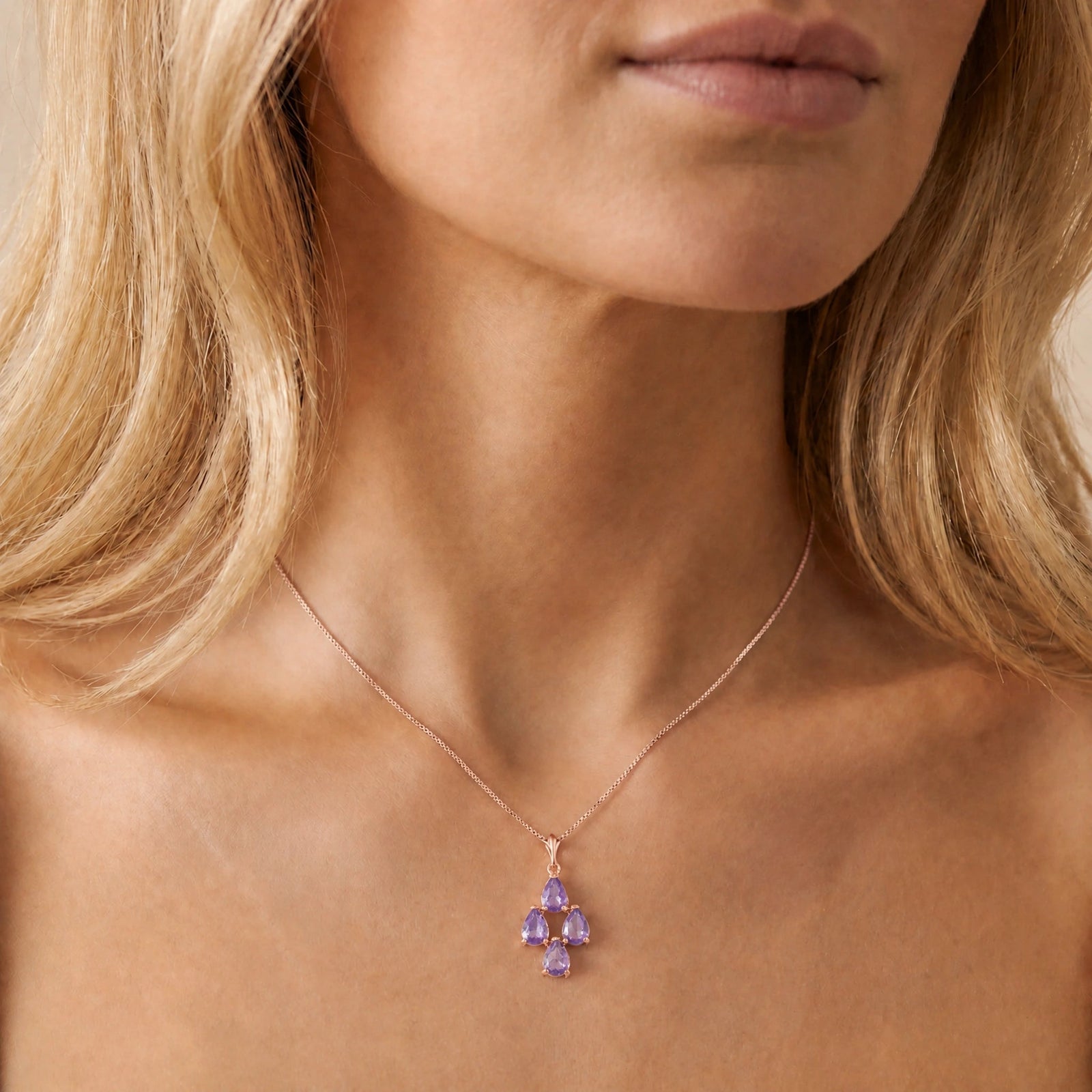 Rose Gold Grace Necklace Garnet 10K — Marta
