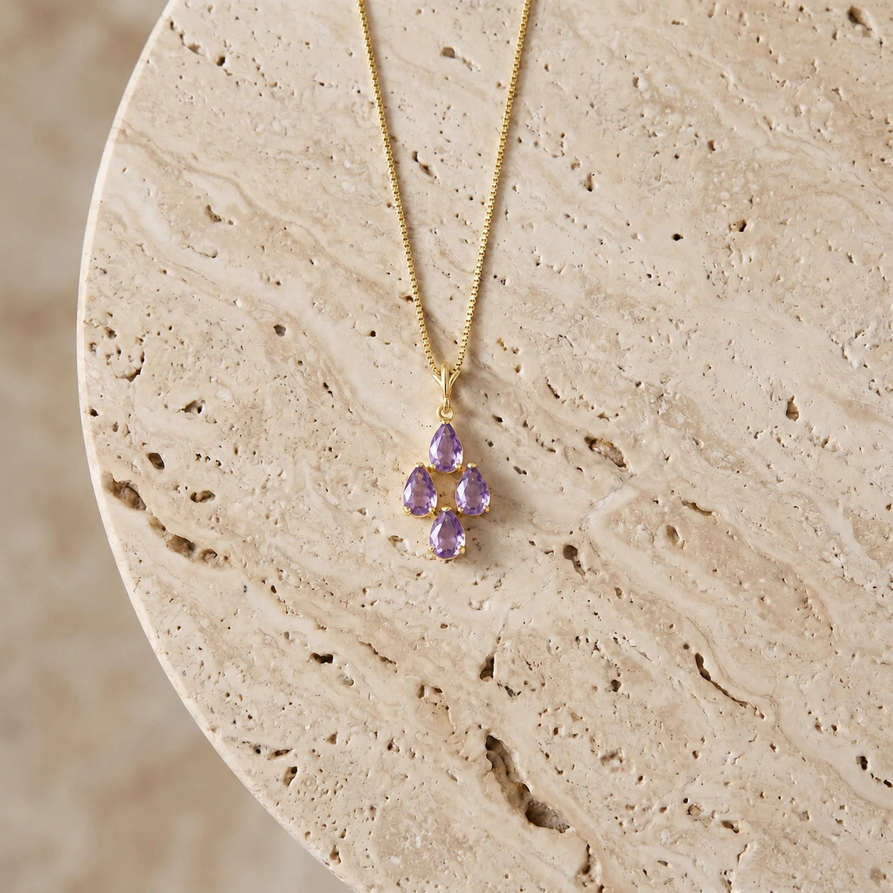 Yellow Gold Grace Necklace Garnet 10K — Marta