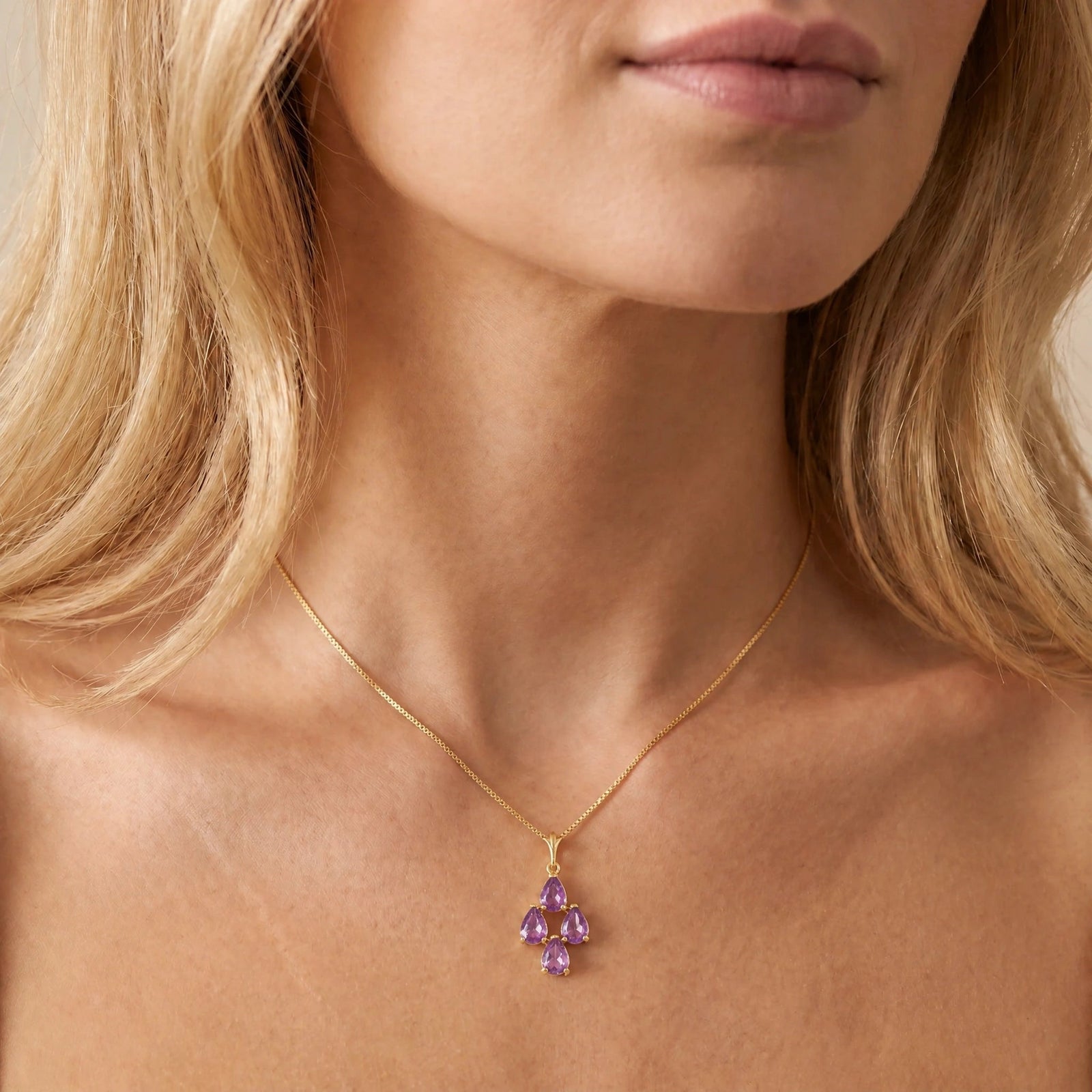 Yellow Gold Grace Necklace Garnet 10K — Marta
