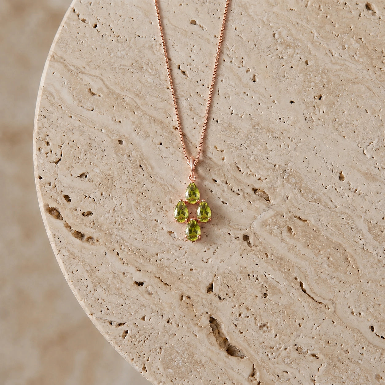 Rose Gold Grace Necklace Peridot 10K — Marta