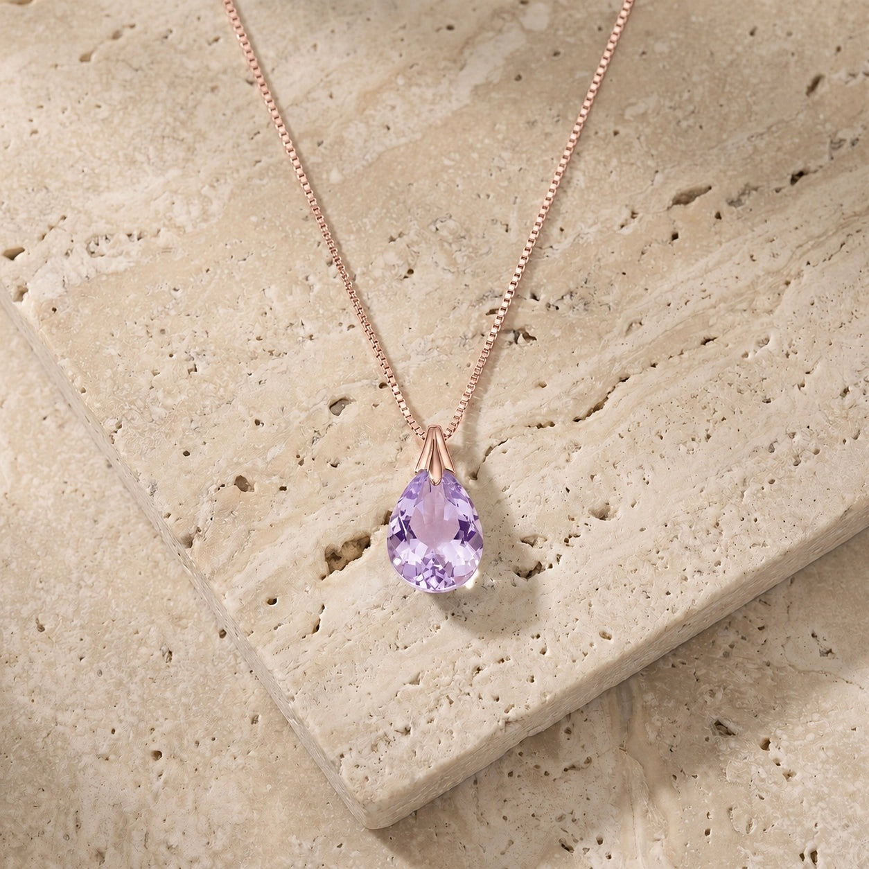 Rose Gold Gra Necklace Amethyst 10K — Amabile