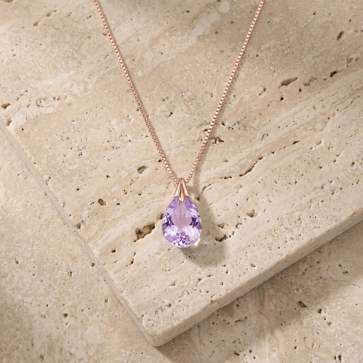 Rose Gold Gra Necklace Amethyst 10K — Amabile