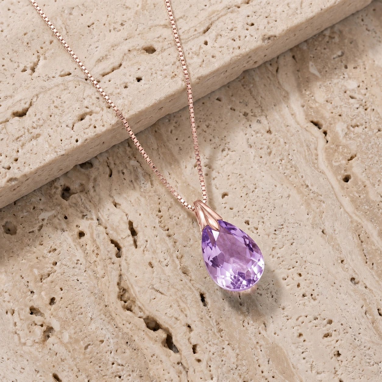 Rose Gold Gra Necklace Amethyst 10K — Amabile