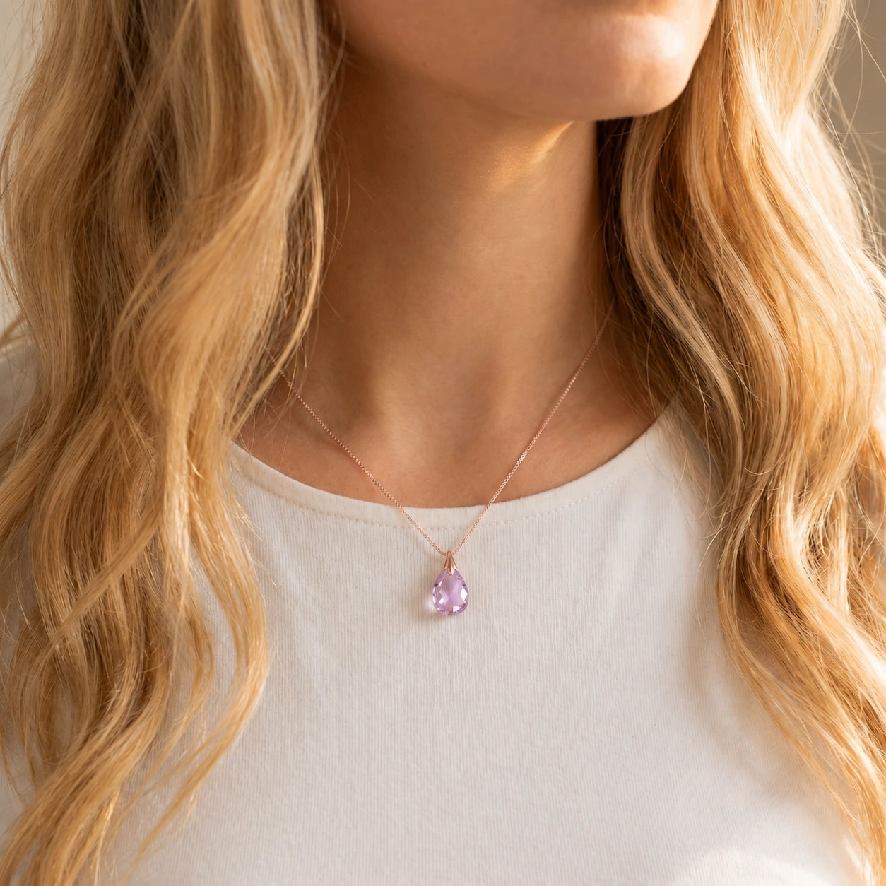 Rose Gold Gra Necklace Amethyst 10K — Amabile