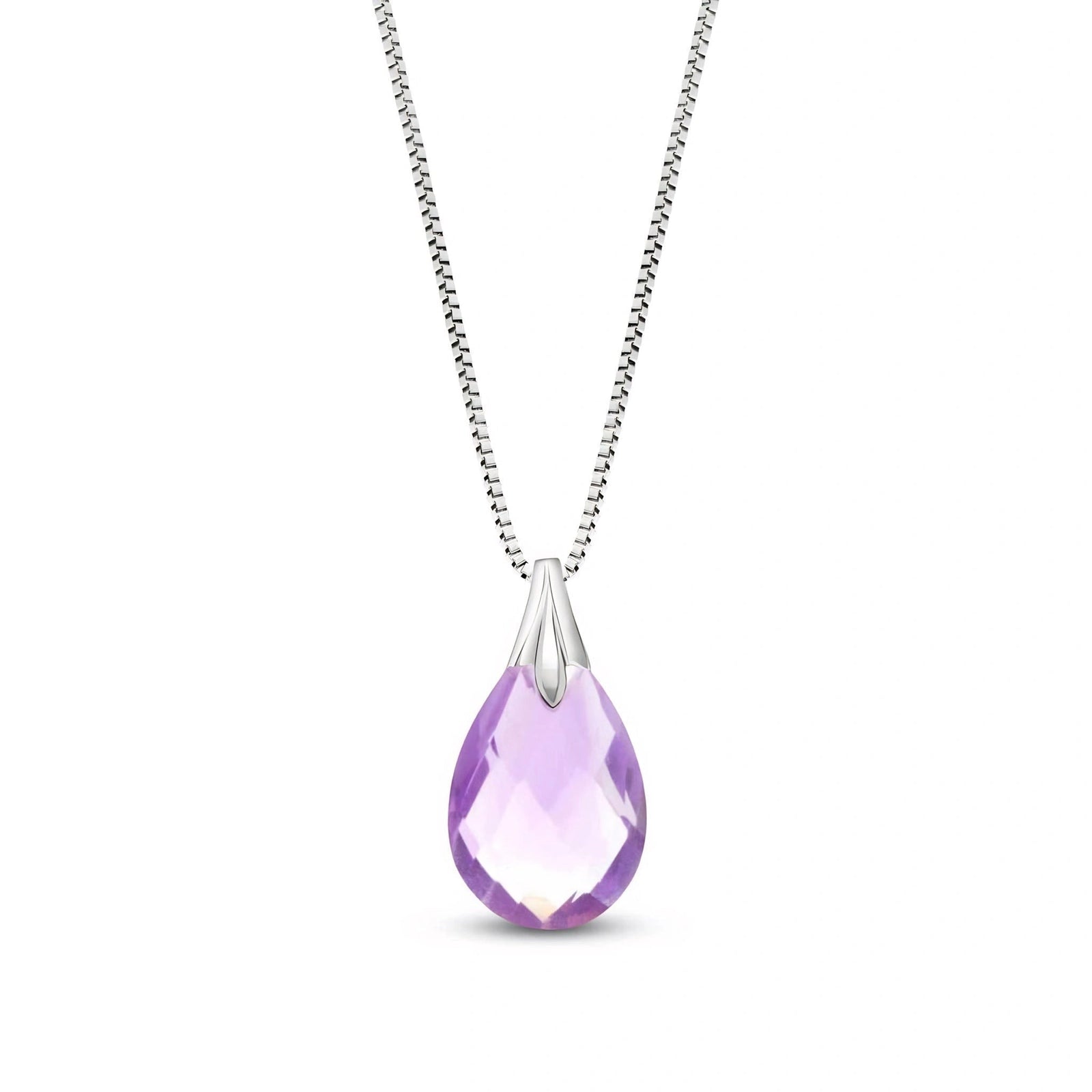 White Gold Gra Necklace Amethyst 10K — Amabile
