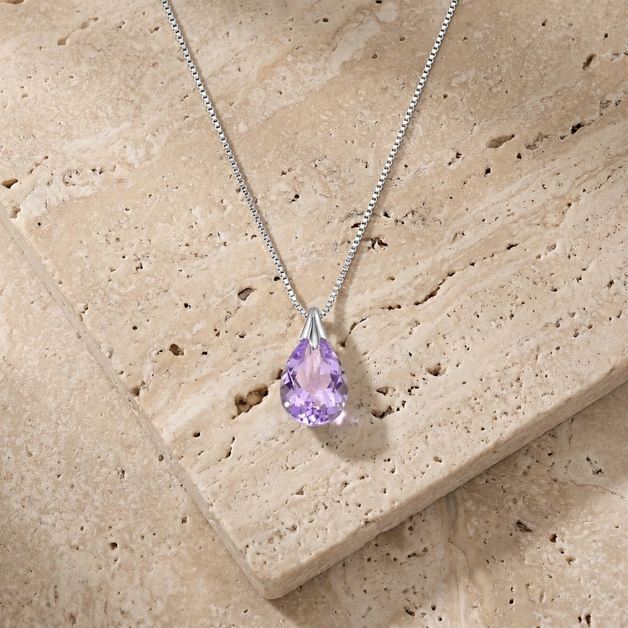 White Gold Gra Necklace Amethyst 10K — Amabile