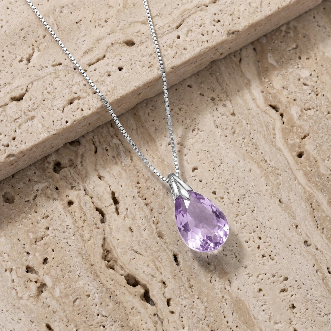 White Gold Gra Necklace Amethyst 10K — Amabile