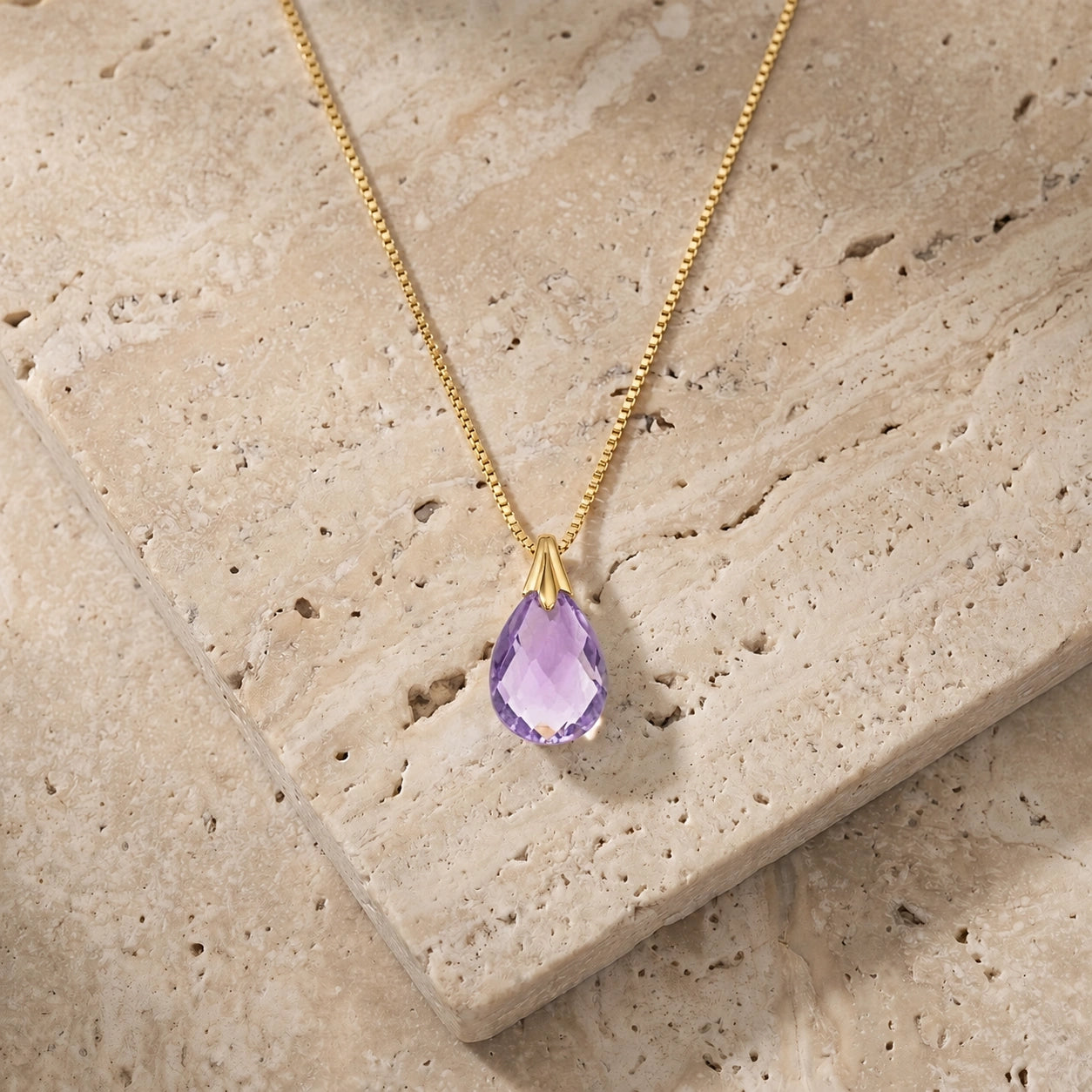 Yellow Gold Gra Necklace Amethyst 10K — Amabile