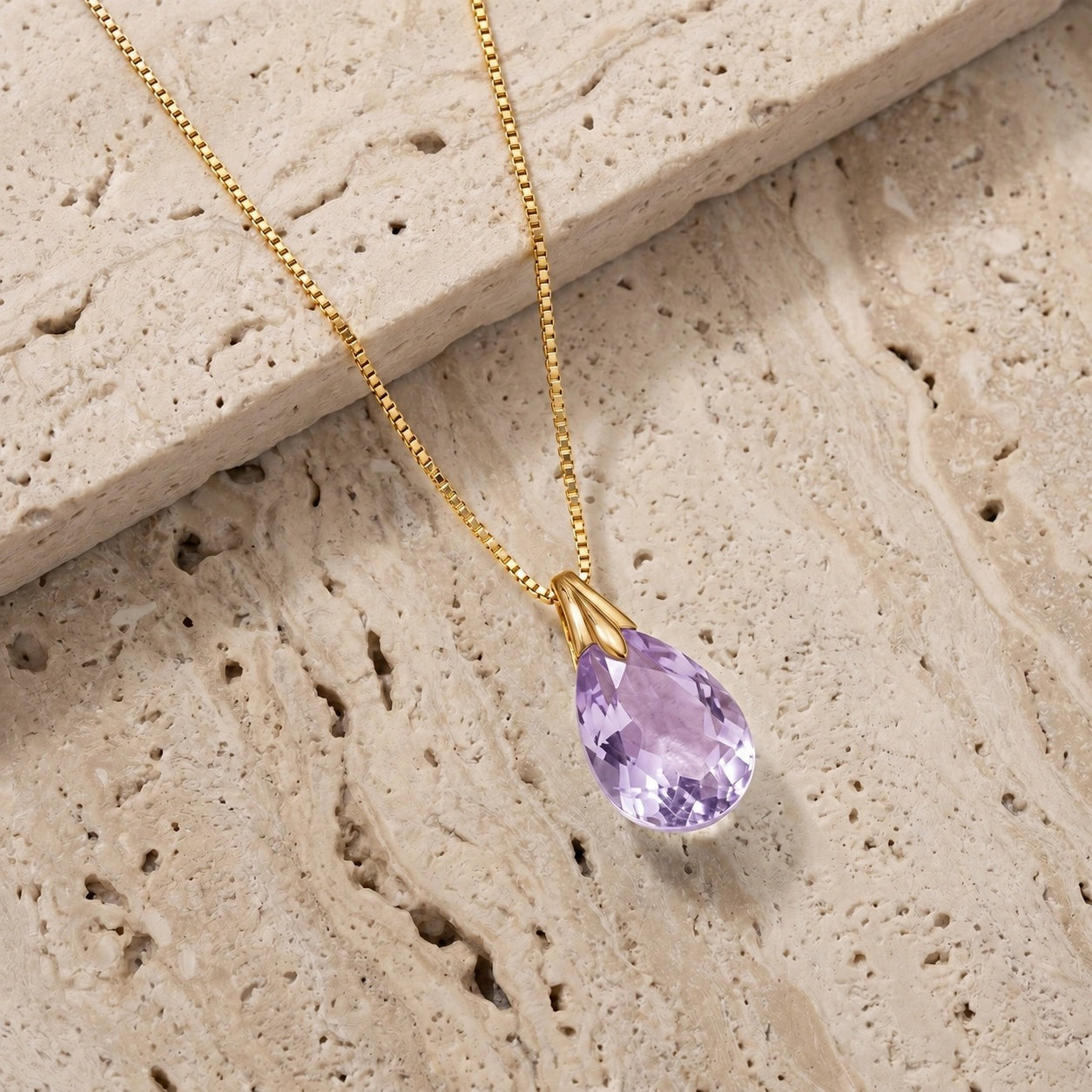 Yellow Gold Gra Necklace Amethyst 10K — Amabile