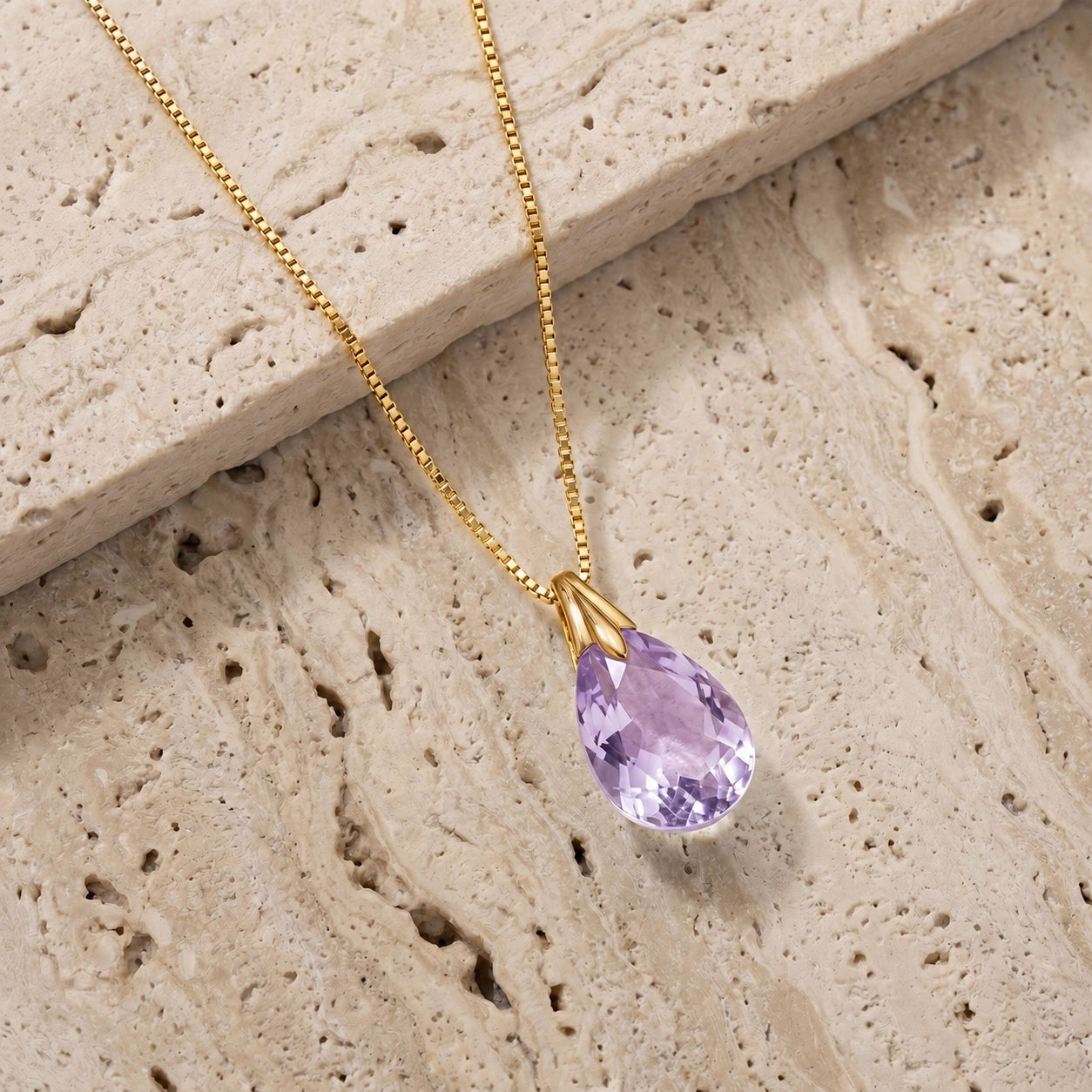 Yellow Gold Gra Necklace Amethyst 10K — Amabile