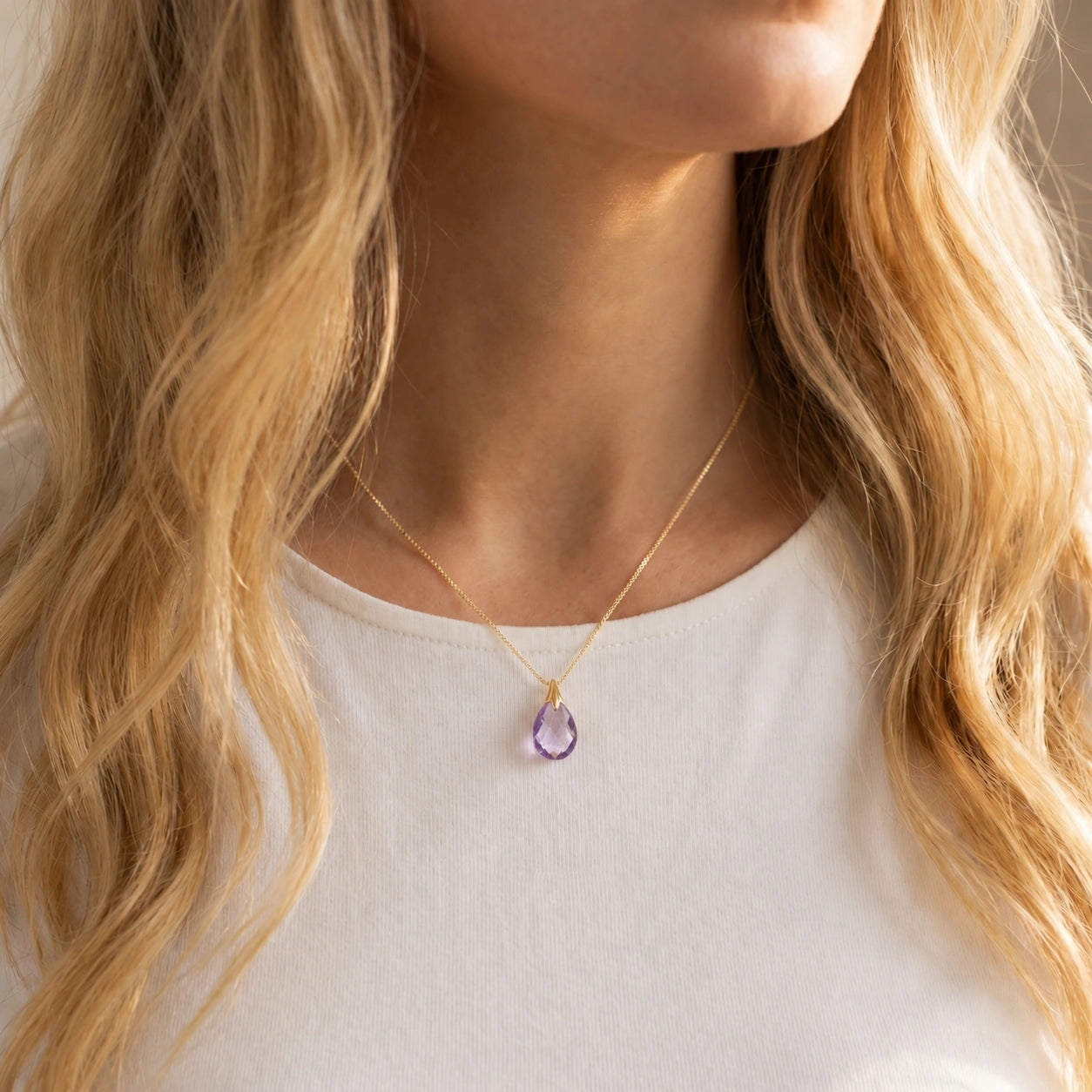Yellow Gold Gra Necklace Amethyst 10K — Amabile