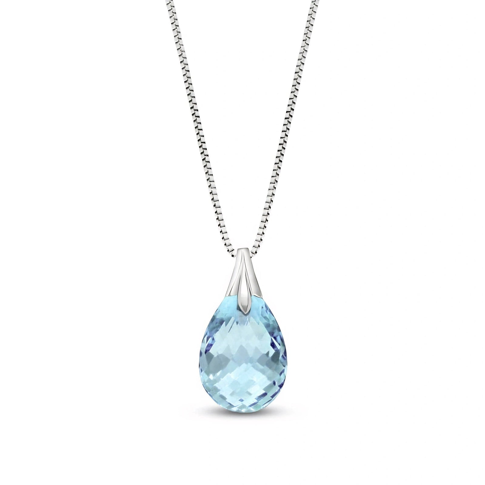 White Gold Gra Necklace Blue Topaz 10K — Amabile