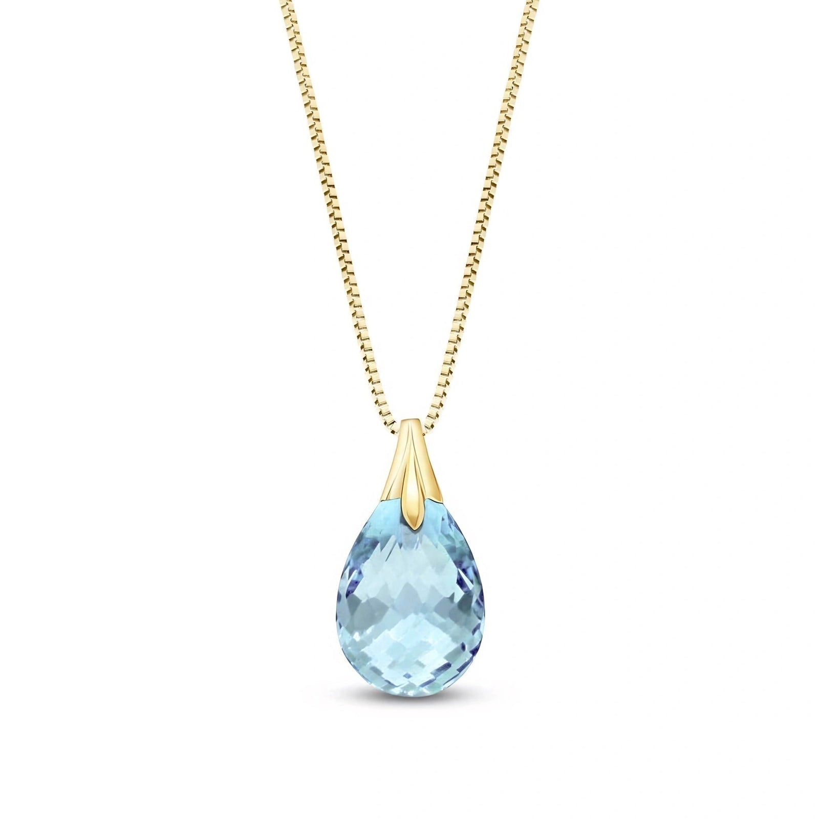 Yellow Gold Gra Necklace Blue Topaz 10K — Amabile