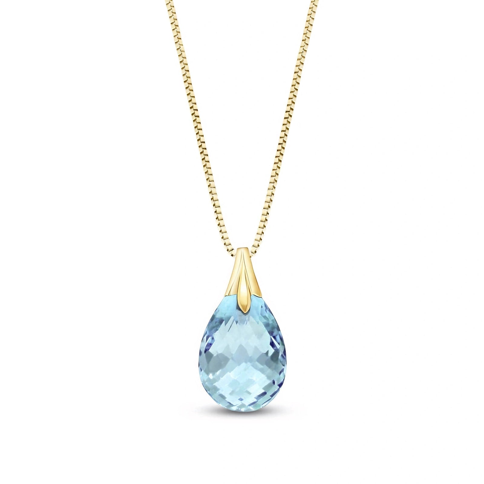 Yellow Gold Gra Necklace Blue Topaz 10K — Amabile