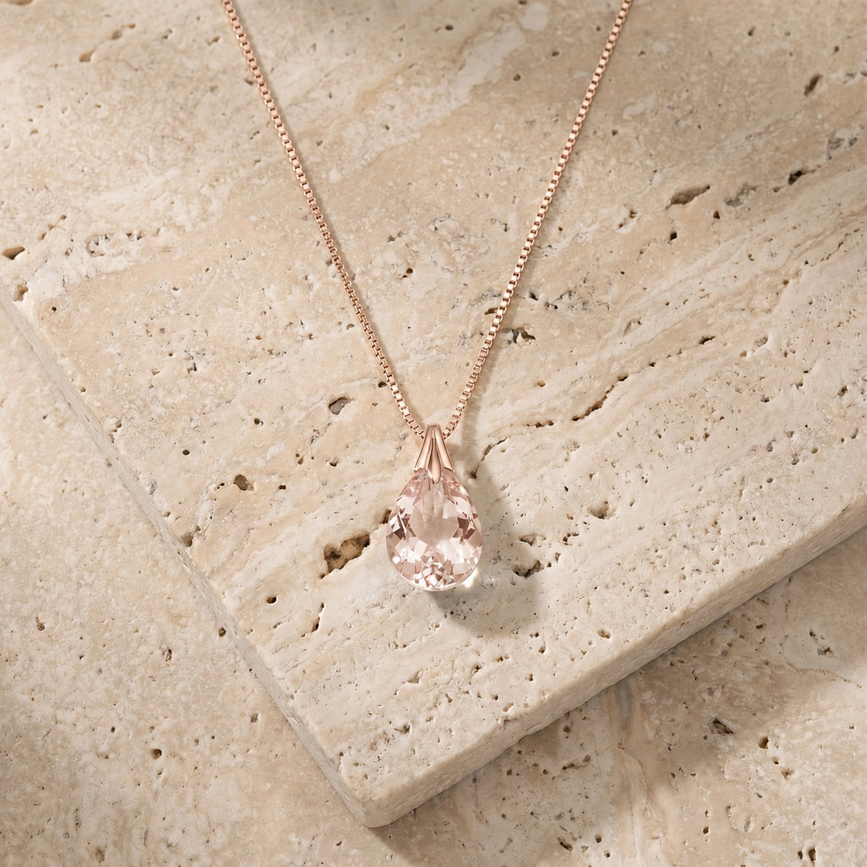Rose Gold Gra Necklace White Topaz 10K — Amabile
