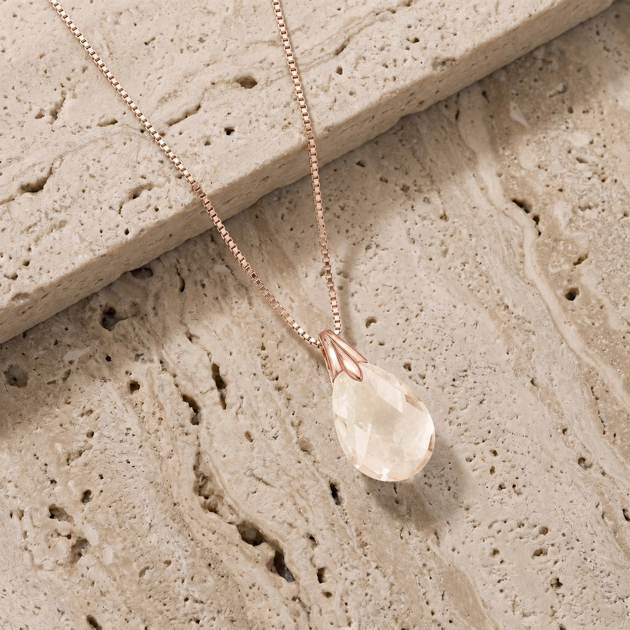 Rose Gold Gra Necklace White Topaz 10K — Amabile