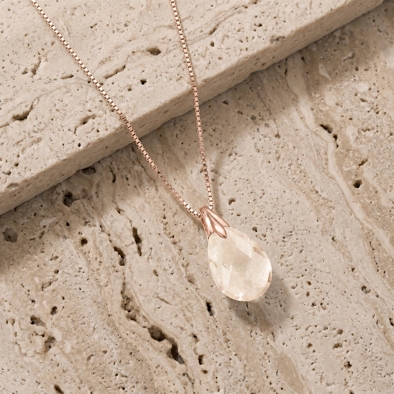 Rose Gold Gra Necklace White Topaz 10K — Amabile