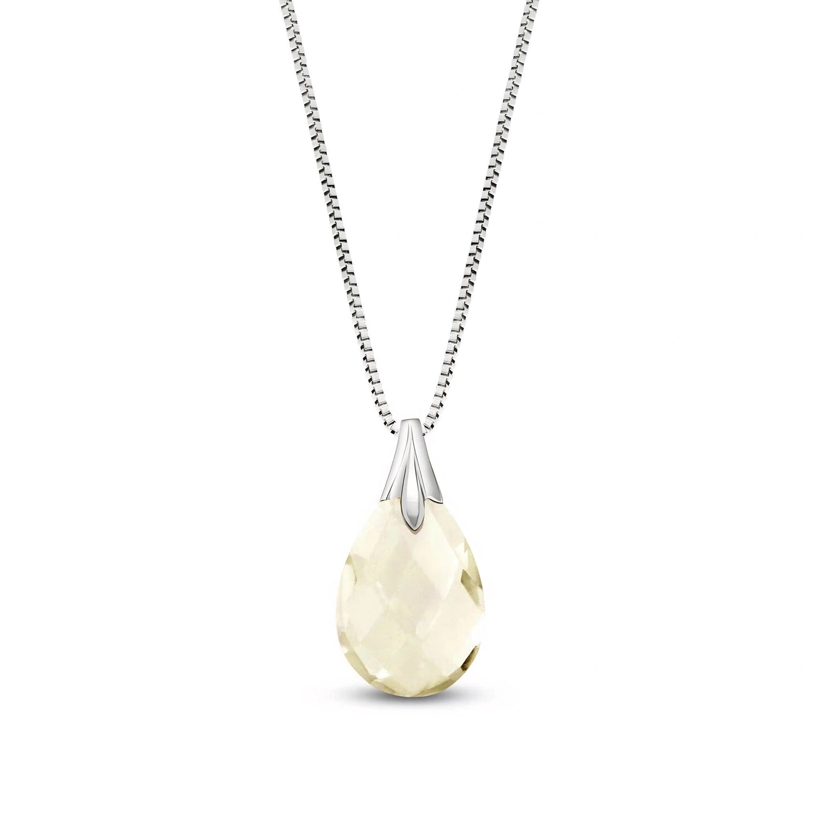 White Gold Gra Necklace White Topaz 10K — Amabile