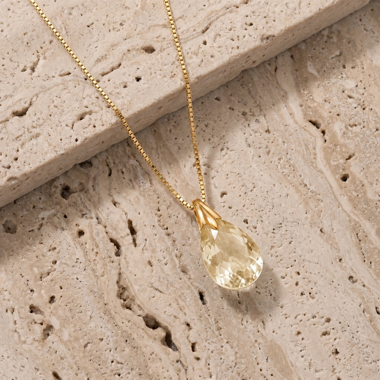 Yellow Gold Gra Necklace White Topaz 10K — Amabile