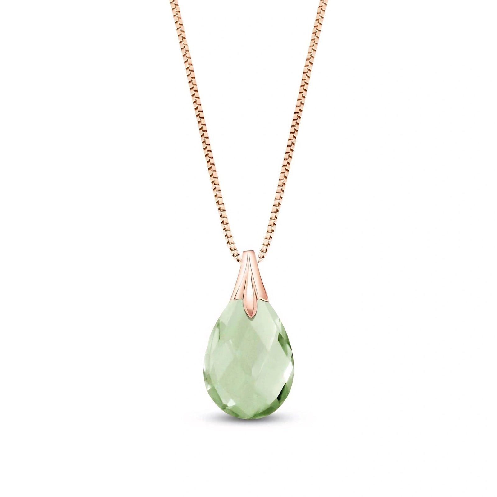 Rose Gold Gra Necklace Green Amethyst 10K — Amabile
