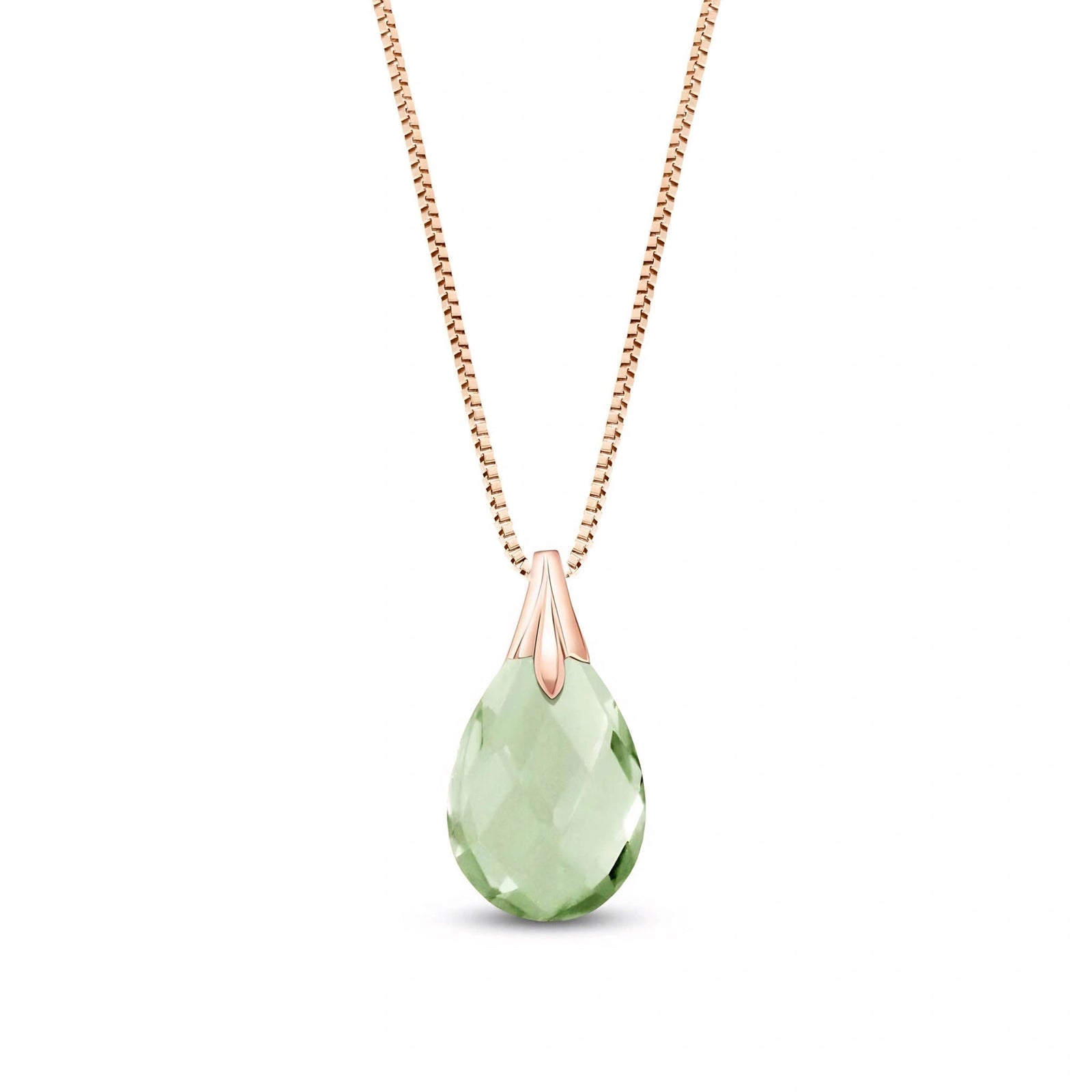 Rose Gold Gra Necklace Green Amethyst 10K — Amabile