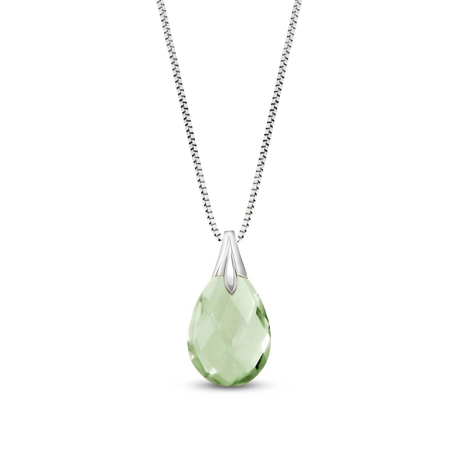 White Gold Gra Necklace Green Amethyst 10K — Amabile