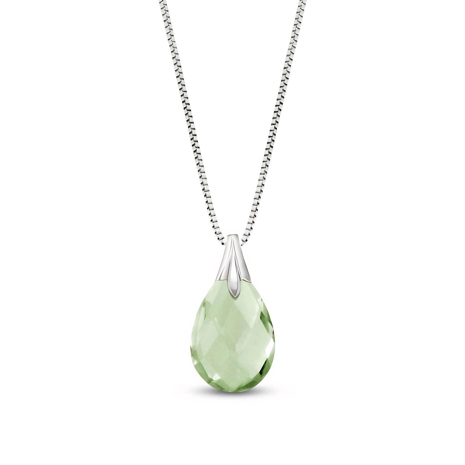 White Gold Gra Necklace Green Amethyst 10K — Amabile