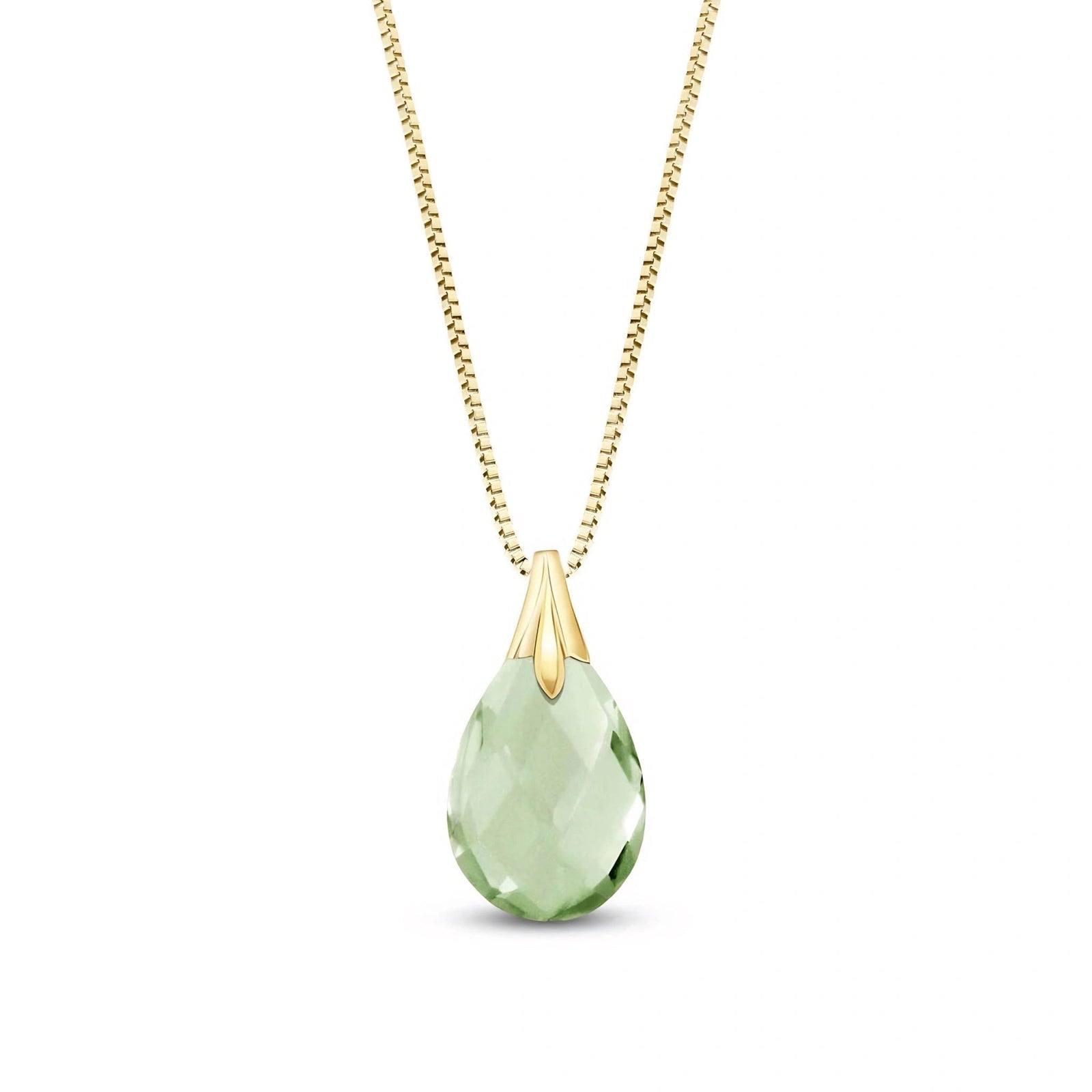 Yellow Gold Gra Necklace Green Amethyst 10K — Amabile