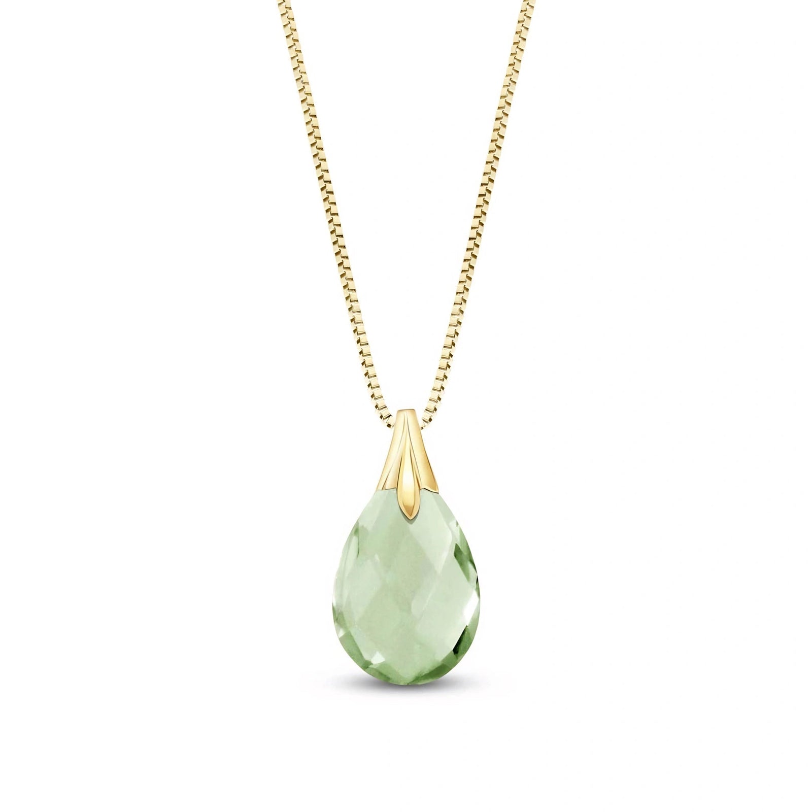Yellow Gold Gra Necklace Green Amethyst 10K — Amabile