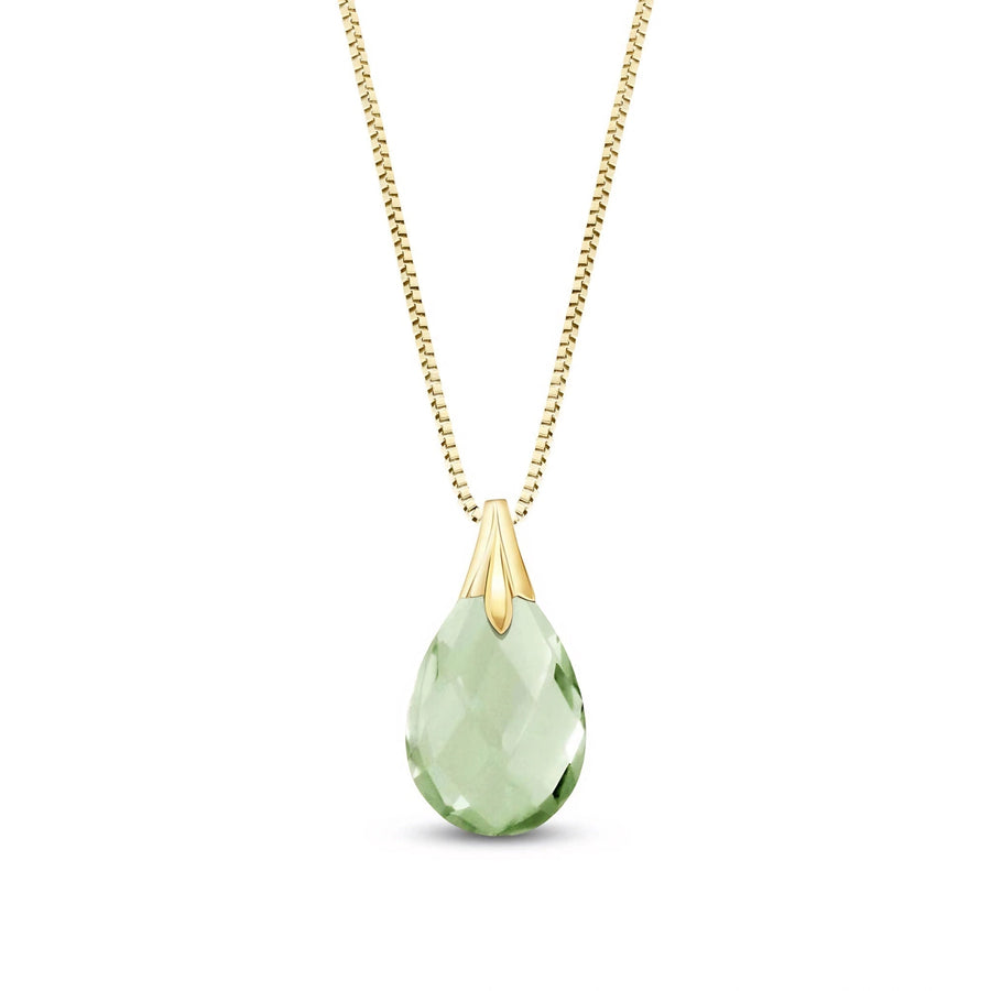 Yellow Gold Gra Necklace Green Amethyst — Amabile