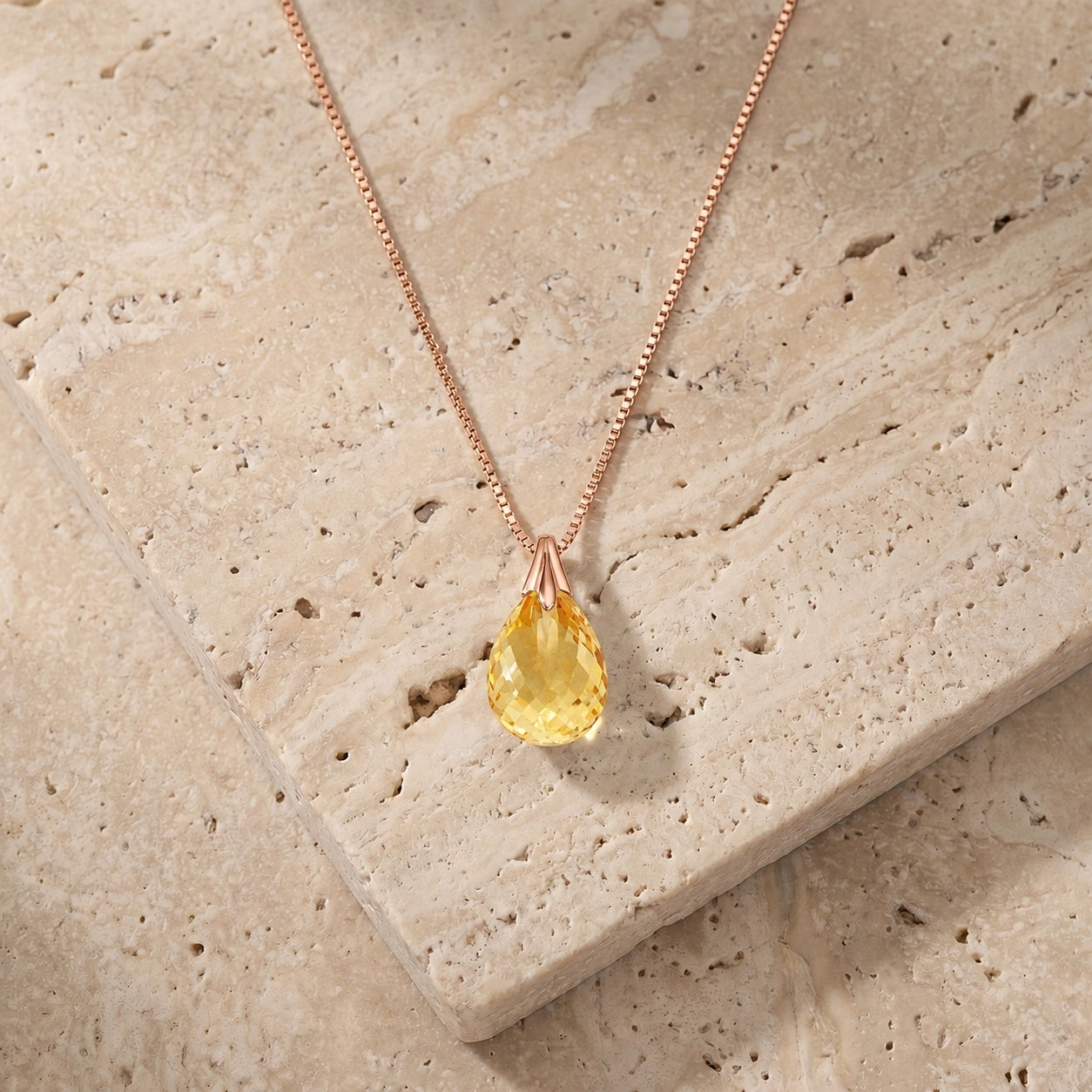 Rose Gold Gra Necklace Citrine 10K — Amabile