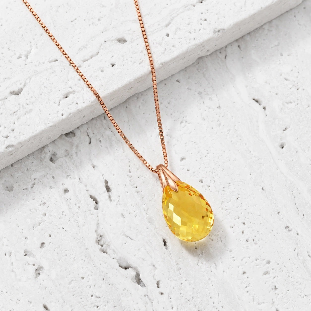 Rose Gold Gra Necklace Citrine 10K — Amabile
