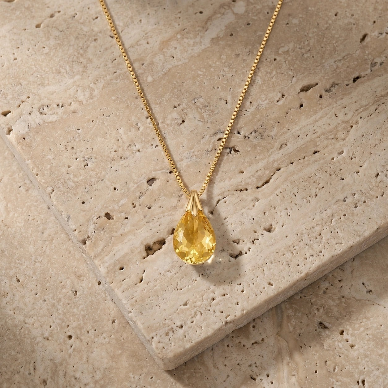 Yellow Gold Gra Necklace Citrine 10K — Amabile