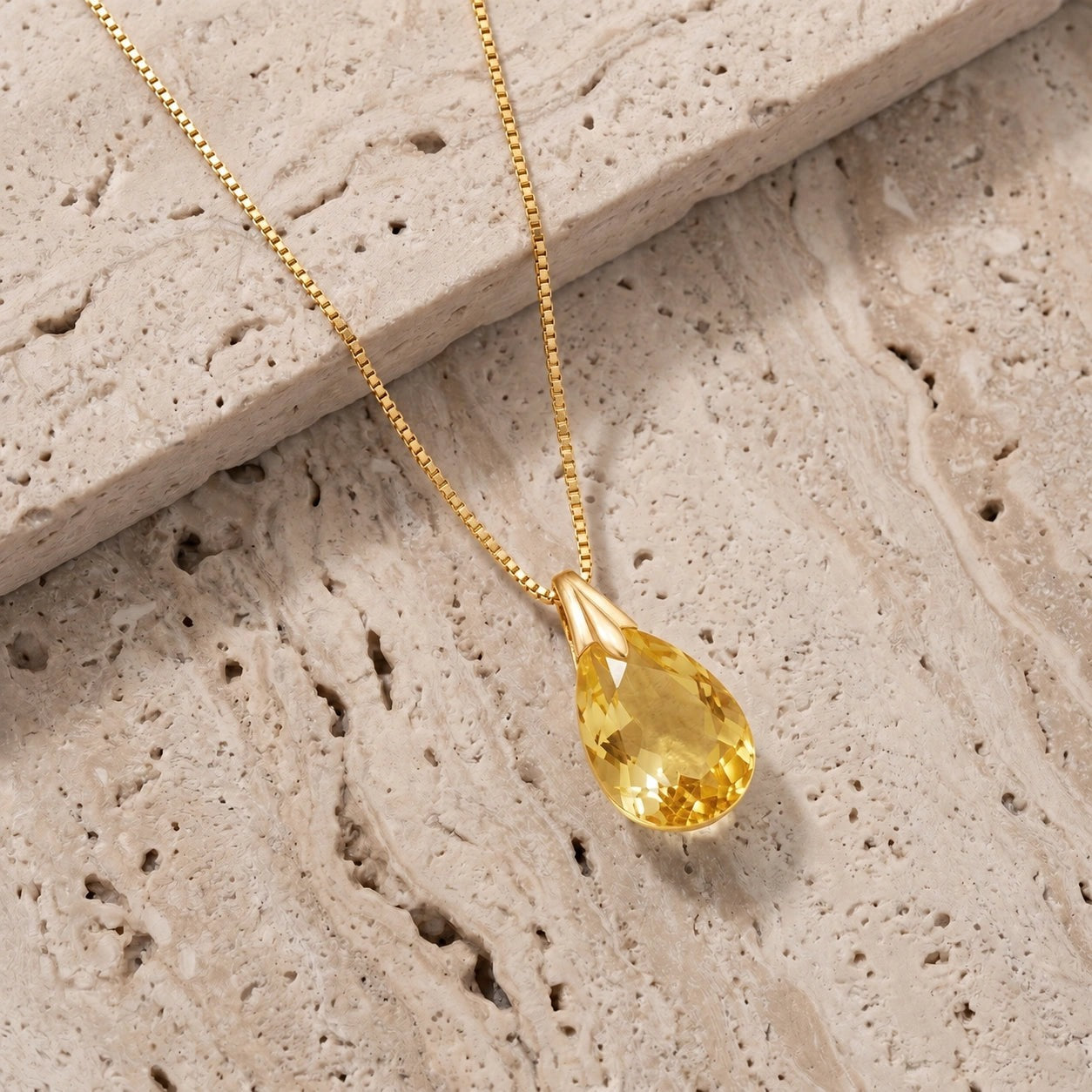 Yellow Gold Gra Necklace Citrine 10K — Amabile