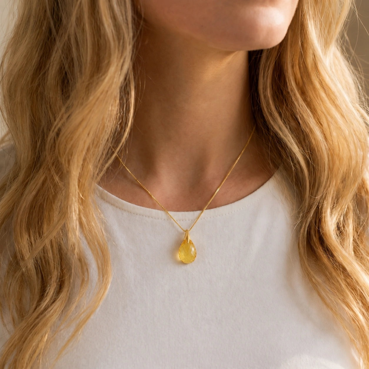 Yellow Gold Gra Necklace Citrine 10K — Amabile