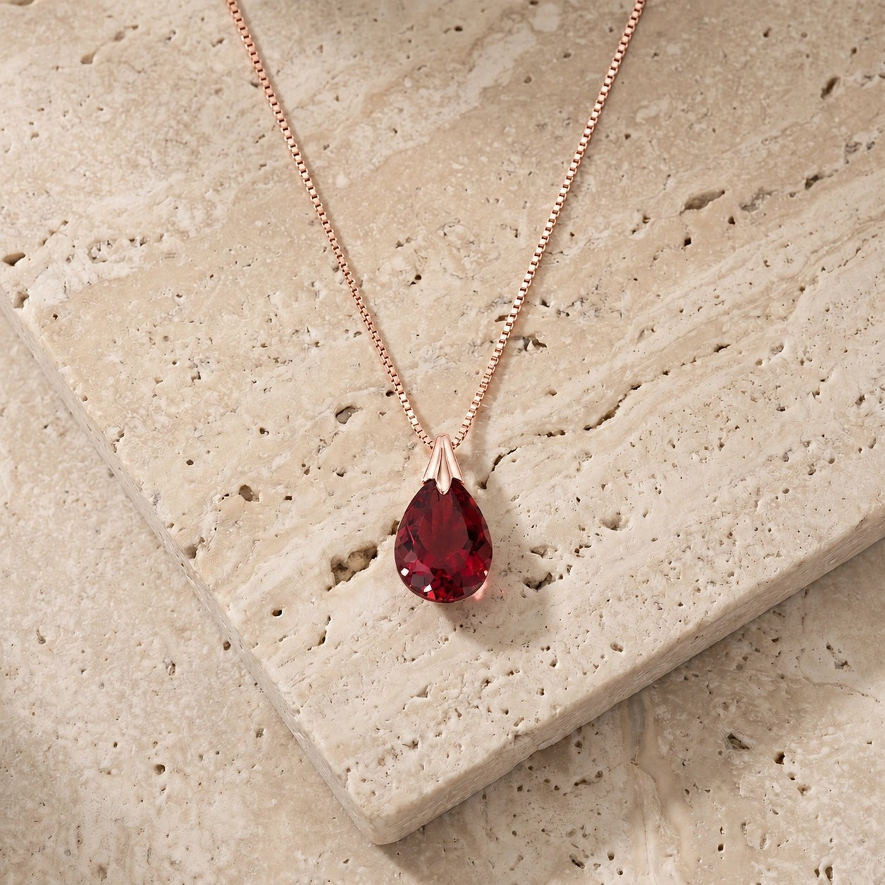 Rose Gold Gra Necklace Garnet 10K — Amabile