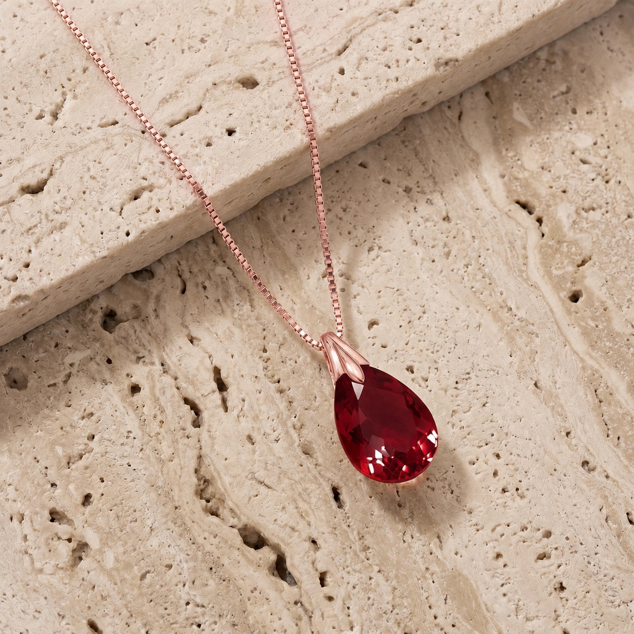 Rose Gold Gra Necklace Garnet 10K — Amabile