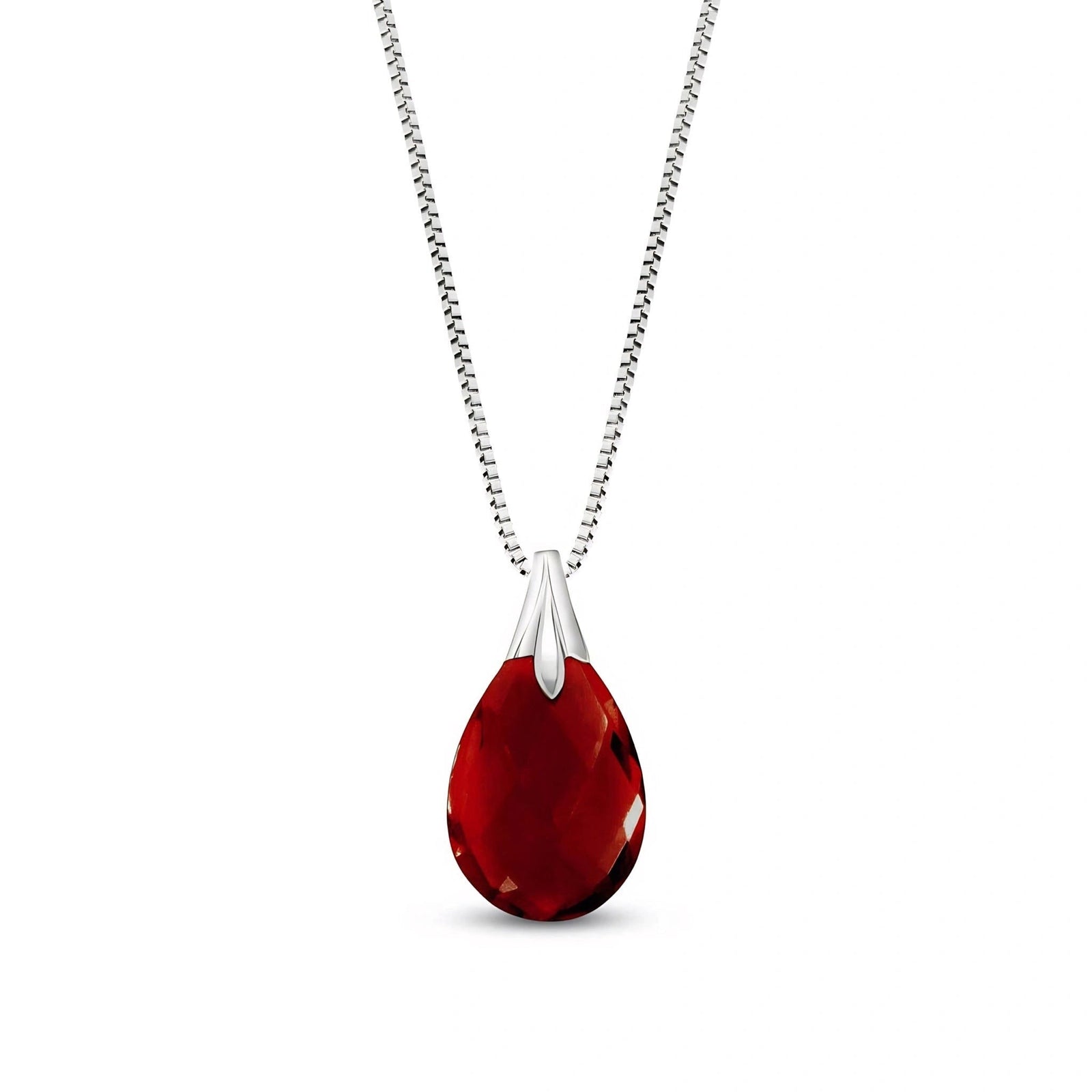 White Gold Gra Necklace Garnet 10K — Amabile