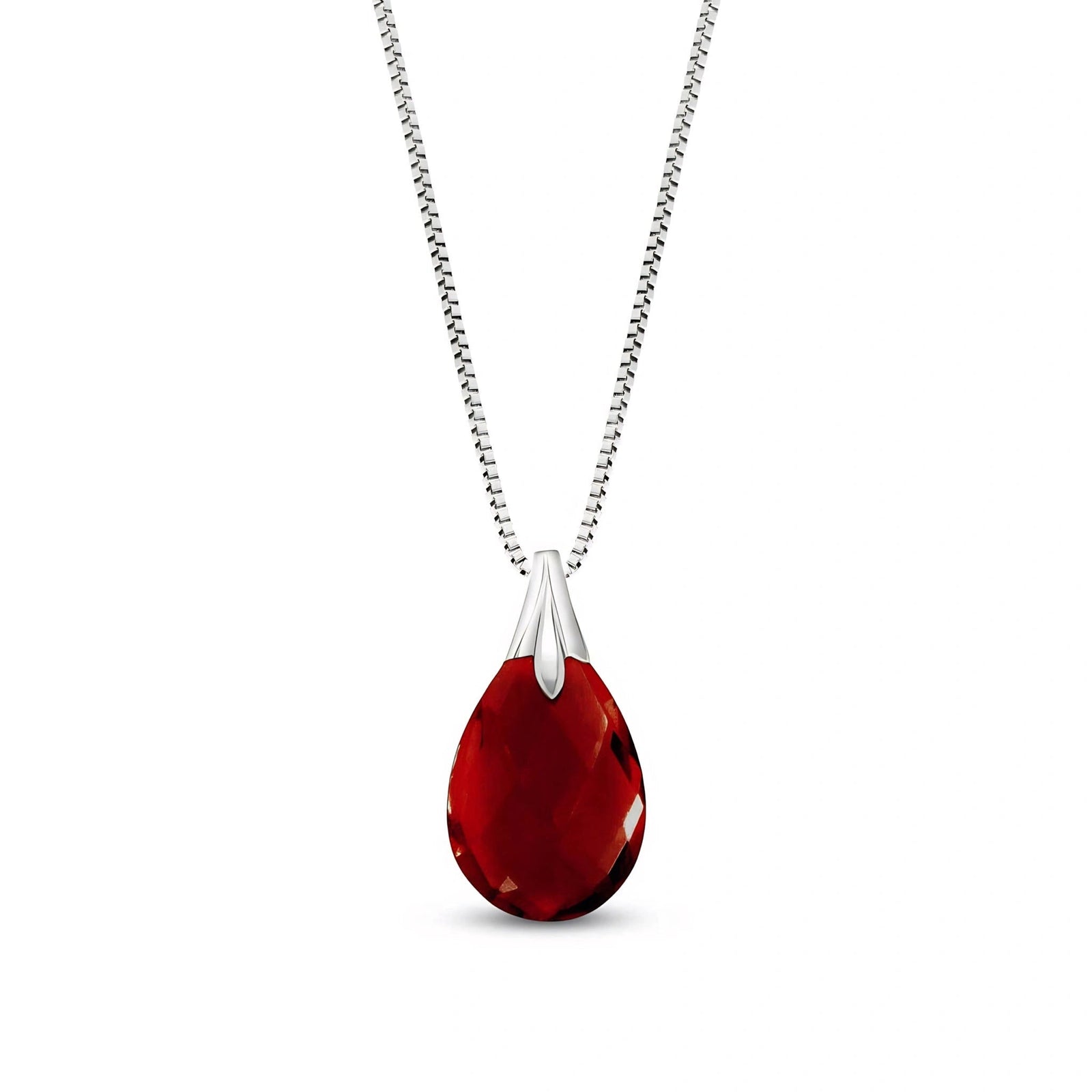 White Gold Gra Necklace Garnet 10K — Amabile