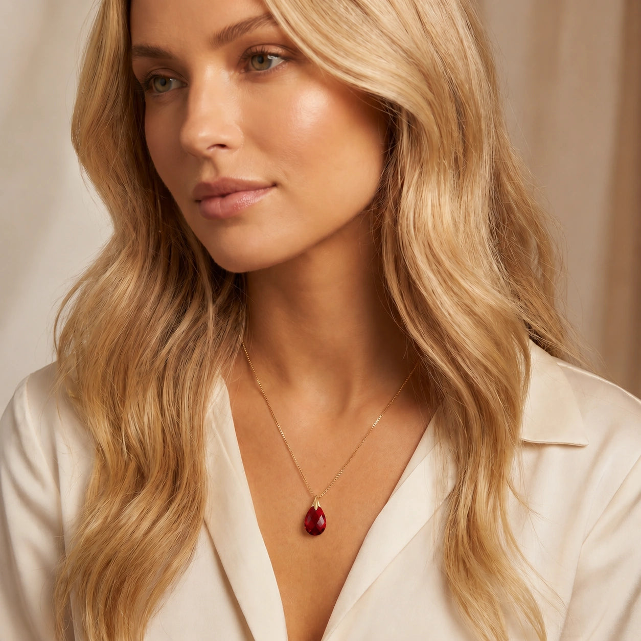 Yellow Gold Gra Necklace Garnet 10K — Amabile