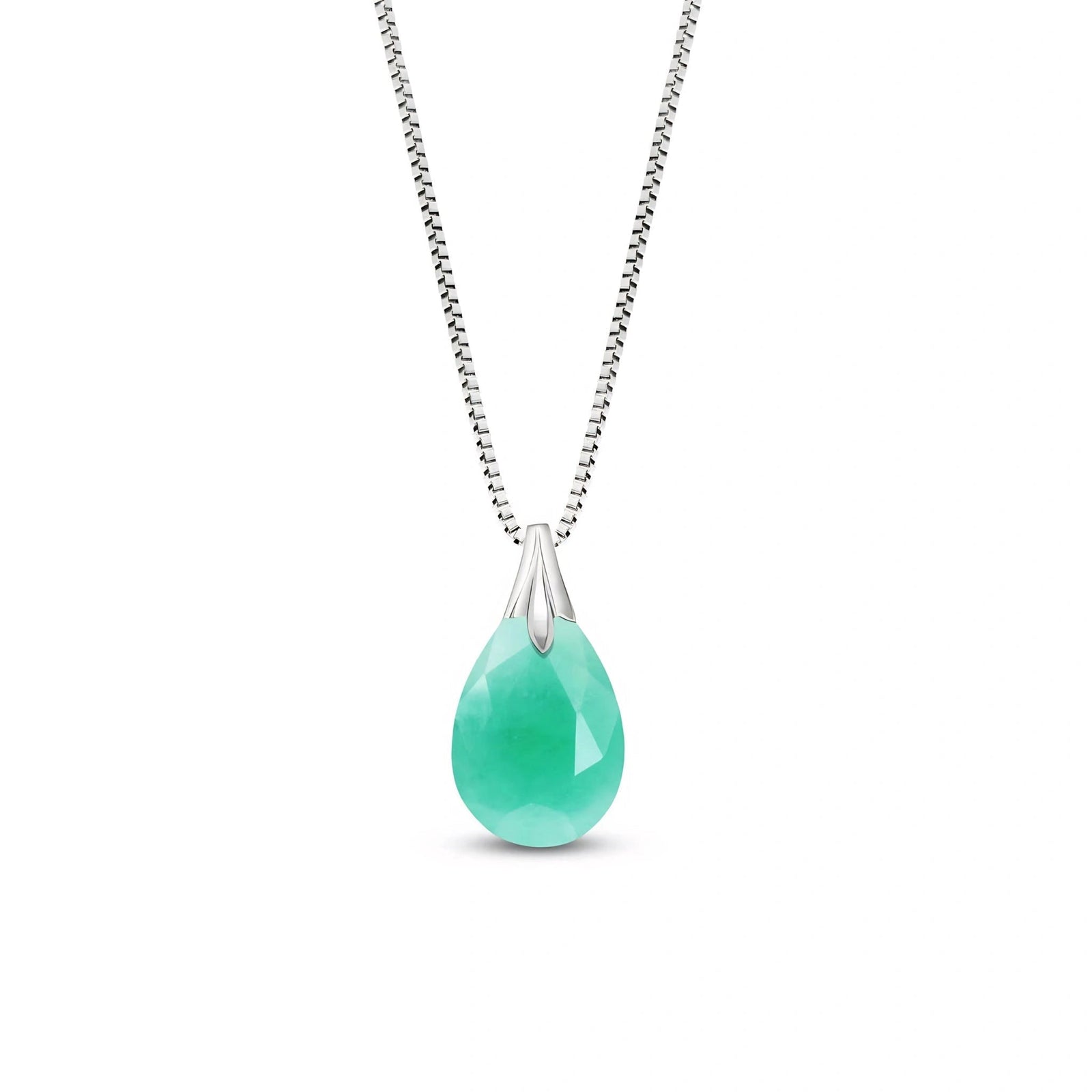 White Gold Gra Necklace Emerald 10K — Amabile