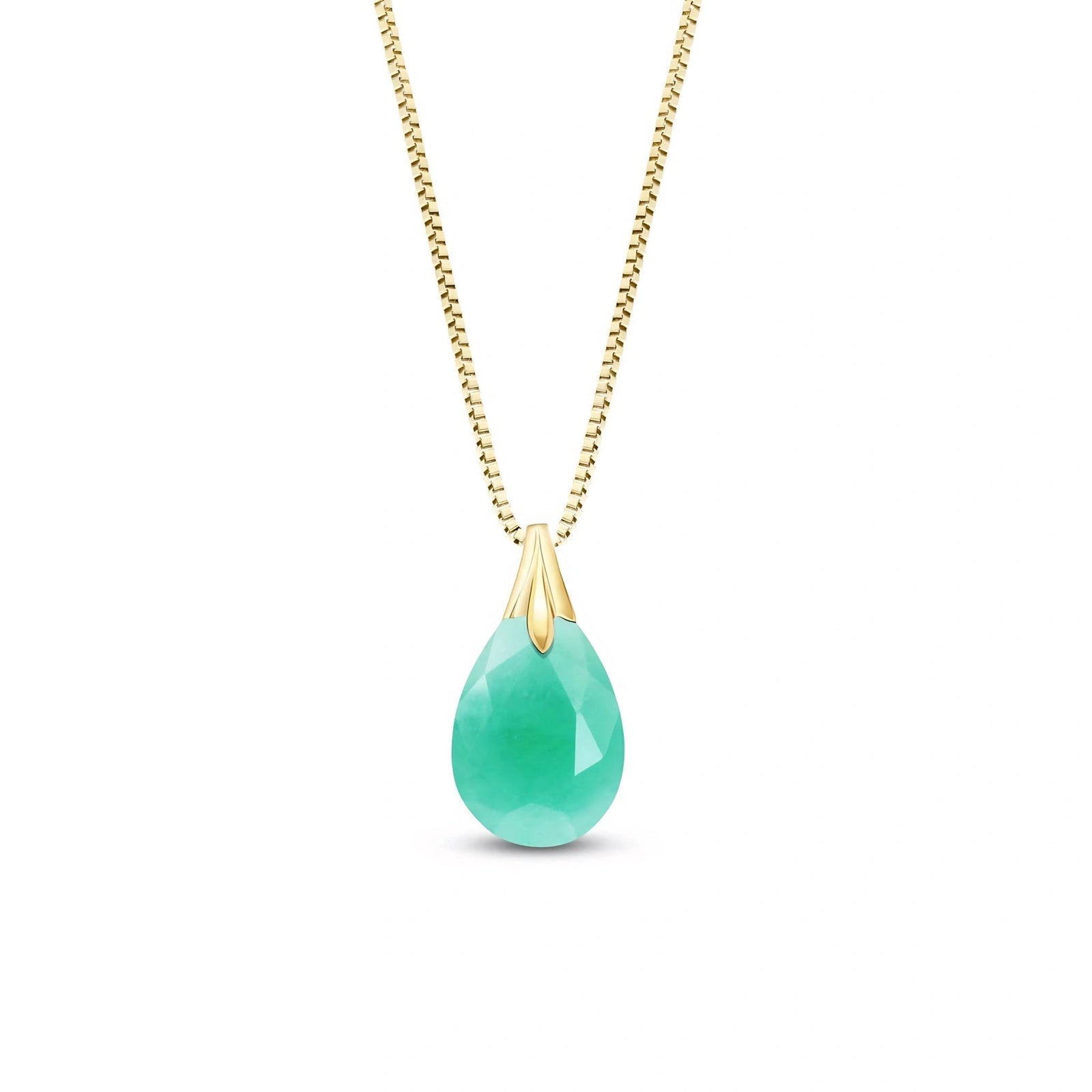 Yellow Gold Gra Necklace Emerald 10K — Amabile