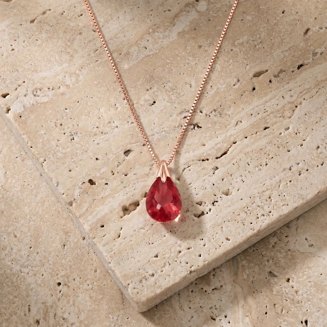 Rose Gold Gra Necklace Ruby 10K — Amabile