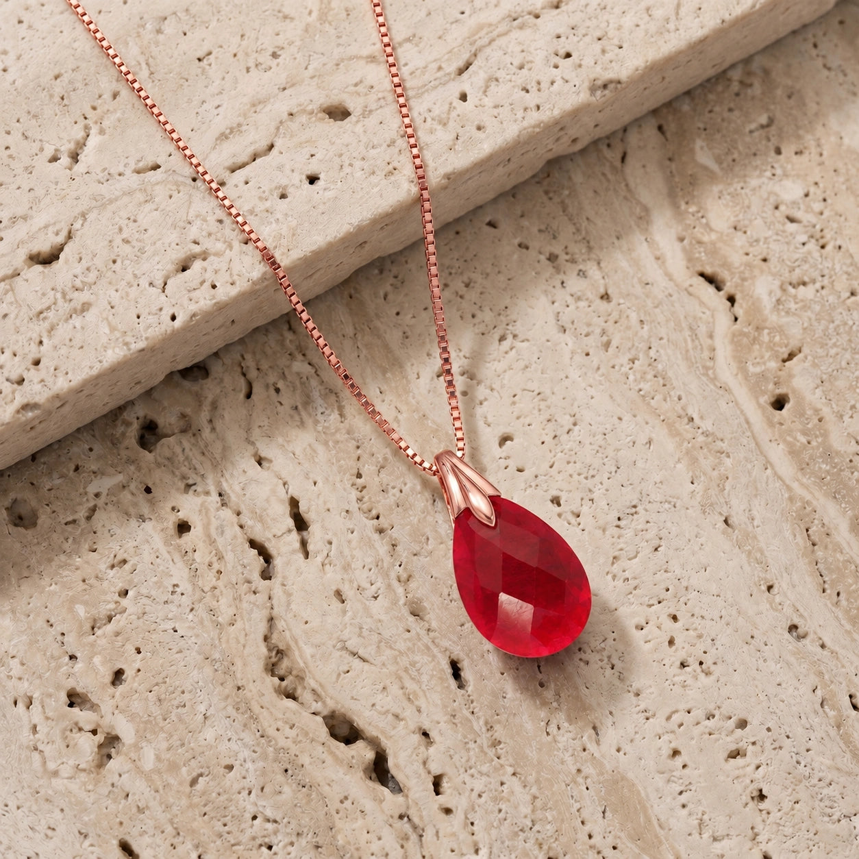 Rose Gold Gra Necklace Ruby 10K — Amabile