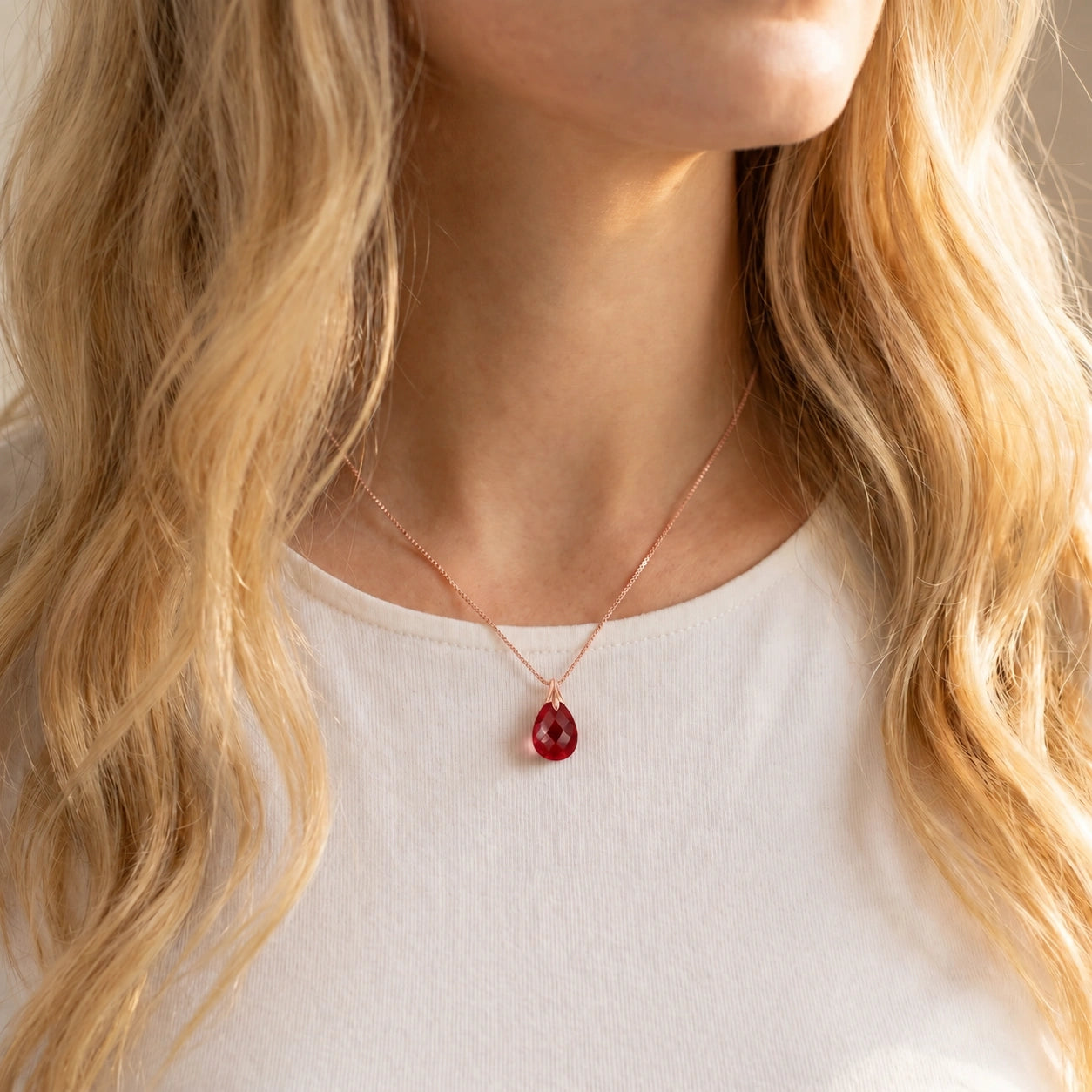 Rose Gold Gra Necklace Ruby 10K — Amabile