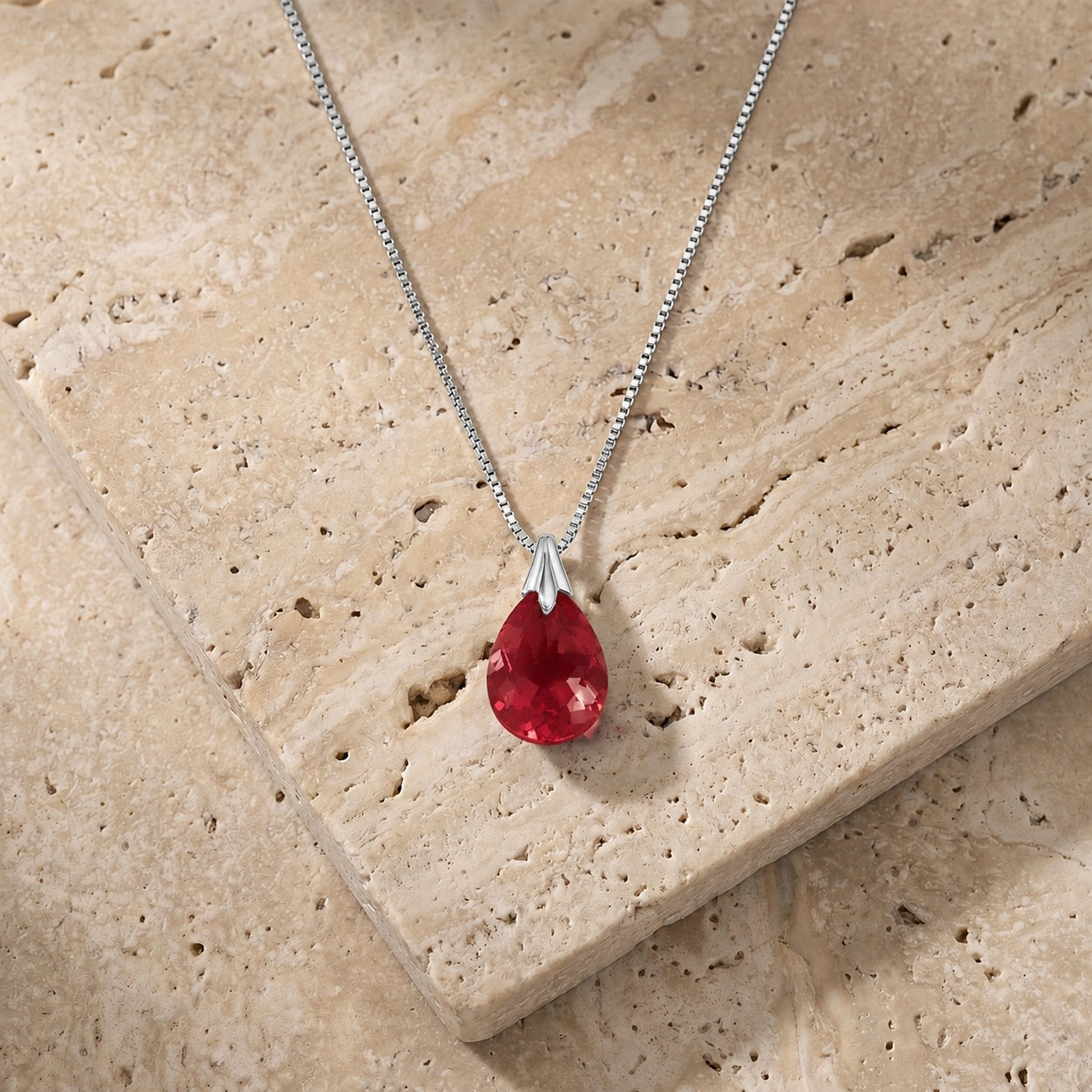 White Gold Gra Necklace Ruby 10K — Amabile