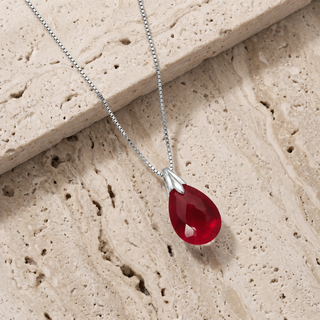 White Gold Gra Necklace Ruby 10K — Amabile