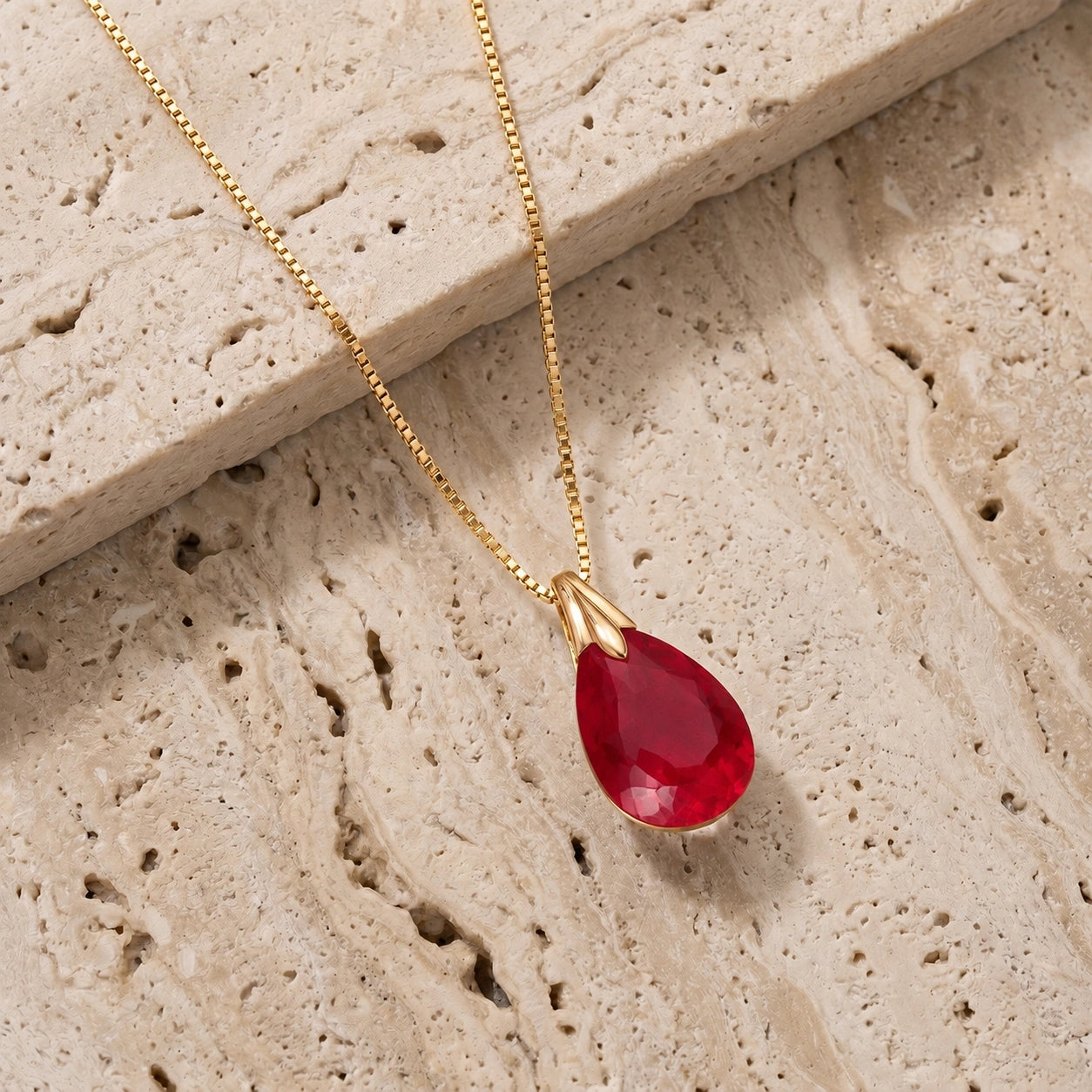 Yellow Gold Gra Necklace Ruby 10K — Amabile